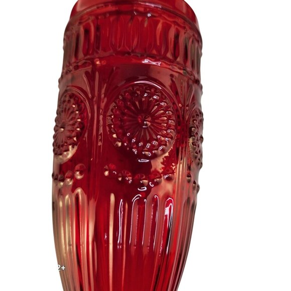 The Pioneer Woman Adeline Red Glass Champagne Flutes Set Of 2 Retro-Inspired Ele - Picture 9 of 14